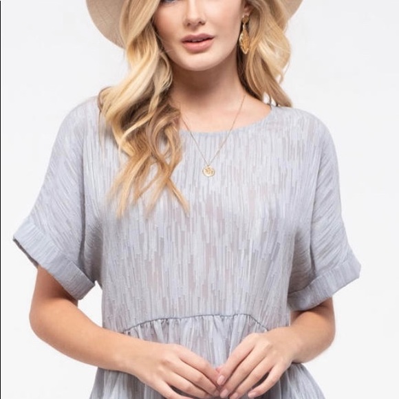 Blu Pepper Women’s Light Blue Button Back Peplum Top - Picture 3 of 16